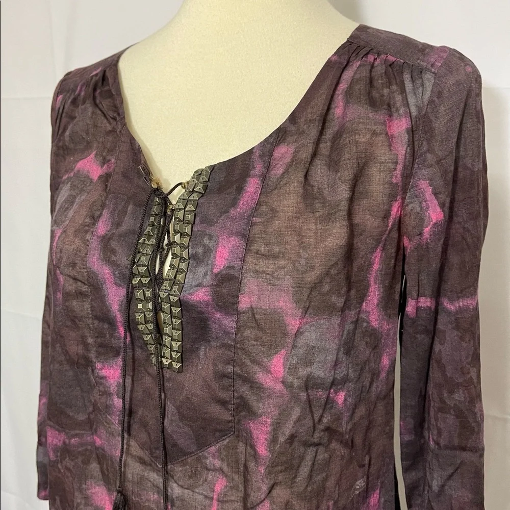 J. Crew Semi Sheer Tie Front Blouse